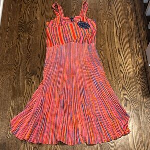 Sleeveless Pink Multi-Stripe Summer Dress